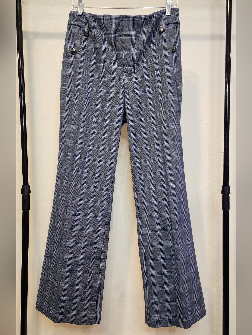 Roz & Ali Gray Plaid Wide-Leg Trousers